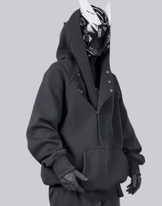 Type: Techwear hoodie Design: Techwear, Cyberpunk Ultra-resistant Techwear Hoodie: Made with premium materials that are resistant, flexible and lightweight to preserve your mobility while keeping you warm. Technical clothing: This techwear hoodie is an ideal softshell to complete your Techwear outfit. Breathable materials: This techwear hoodie made of polyester, cotton and spandex can be worn all year round. Suitable for men and women Machine washable: 30 °C (86 °F) Size (cm) Chest Shoulder M 130 53 L 132 54 XL 138 56 Black and white Cyberpunk Ninja Hoodie The deep ebony material acts as a backdrop, highlighting a fusion of detailed patterns influenced by ancient ninja warriors and the glowing avenues of cyberpunk urban jungles. Whether wandering through the dynamic lanes of a city or vent Black Hoodie Windbreaker For Winter, Black Hoodie With Detachable Hood For Outdoor Activities, Punk Outerwear With Detachable Hood For Streetwear, Cyberpunk Hooded Jacket For Streetwear In Fall, Cyberpunk Hooded Jacket With Detachable Hood For Fall, Functional Streetwear Hoodie For Fall, Winter Techwear Sport Hooded Jacket, Fall Streetwear Hoodie In Techwear Style, Urban Windproof Long Sleeve Hooded Jacket