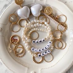 The Pearl Bracelet – Names For Good Women Bride, Acrylic Letters, Friend Bracelets, Letter Bracelet, Fresh Water Pearls, Letter Beads, Grandparent Gifts, Water Pearls, Letter Charms