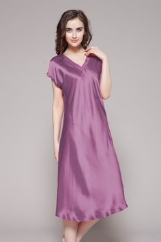 Pure and luxurious color can not be too suitable in hot summer. $86 #nightgowns #silk #lilysilk Long Silk Nightgown, Night Wears, Night Gown Dress, Satin Nightie, Silk Nightgown, Night Gowns, Lace Nightgown, Night Dress For Women, Satin Lingerie