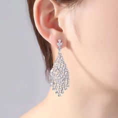 Goliad Crystal Chandelier Dangle Drop Statement Earrings – ANN VOYAGE Luxury Collectible Dangle Earrings, Crystal Dangle Chandelier Earrings, Crystal Dangle Chandelier Earrings For Pierced Ears, Travel Inspired Jewelry, Handmade Tiaras, Bride Earrings, Luxury Earrings, Statement Drop Earrings, Cz Earrings