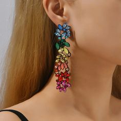 47187046367520 Multicolor Metal Crystal Earrings For Party, Elegant Multicolor Flower Earrings For Parties, Trendy Crystal Earrings For Pierced Ears, Party Flower Dangle Earrings For Pierced Ears, Party Flower Dangle Earrings, Pierced Dangle Crystal Earrings For Parties, Party Dangle Flower Earrings, Multicolor Crystal Chandelier Earrings, Multicolor Pierced Earrings For Party