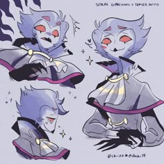 an image of some character designs for the game star fox and planet spirit, with red eyes