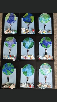 the earth is made out of paper and cut into squares with people standing on it