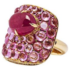 Alex Jona Pink Spinel Pink Sapphire White Diamond 18 Karat Rose Gold Ring For Sale at 1stDibs Witch Purple, Elegant Pouch, Stunning Aesthetic, Ruby Jewel, Abandoned Church, Burmese Ruby, Pink Bling, Yellow Gold Ring, Design Collection