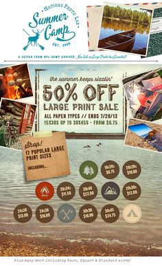 an advertisement for the summer camp sale with photos and information about what it is going on