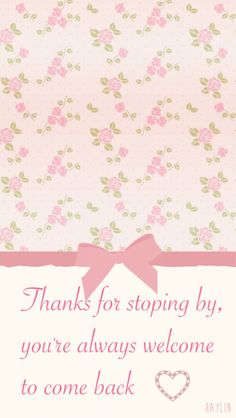 a pink background with flowers and bows on it