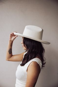 HAT Details: 100% Australian wool. Pinched fedora crown. Stiff wide pencil roll brim. Tall crown height. Great sun protection. This exclusive hand-shaped crown featuring a combination of a pinched fedora + triangle crown, complemented by a pencil roll brim gives this style a unique, one-of-a-kind vibe. Tall Crown, Gigi Pip, Pencil Roll, Beach Towel Bag, Cropped Graphic Tees, Heeled Mules Sandals, Vsco Cam, Hair Fragrance, Brim Hat