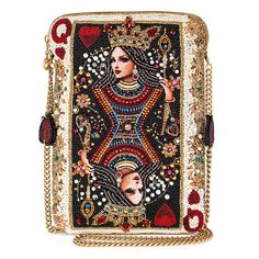 PRICES MAY VARY. Regal Design: Command attention with The Queen Mini Crossbody Handbag, featuring a couture queen of hearts playing card design meticulously crafted in beads, making it a true masterpiece that exudes regal charm and sophistication. Enviable Style: Prepare for admiration and envy wherever you go, as this mini handbag is sure to turn heads and spark conversations with its exquisite detailing and unique design. Versatile Wear: Enjoy the convenience of our removable crossbody chain s Novelty Handbags, Hearts Playing Cards, Novelty Purses, Big Handbags, Regal Design, Playing Cards Design, Mary Frances, Purse Brands, Best Handbags