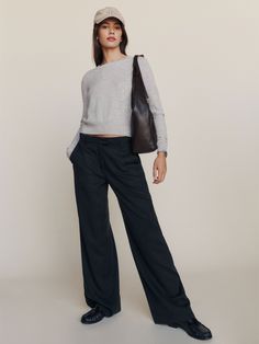 Power pants. Shop the Petites Carter Mid Rise Pant from Reformation, a mid-rise full-length pant with a relaxed fit. Dressing Down Dress Pants, Black Womens Dress Pants, Relaxed Straight Leg Work Pants, Casual Straight Hem Dress Pants, Relaxed Straight Leg Fall Pants, Relaxed Workwear Bottoms For Fall, Relaxed Wide Leg Pants For Workwear, Relaxed Fall Workwear Bottoms, Relaxed Workwear Bottoms With Straight Hem