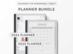 the planner bundle is displayed on two computer screens