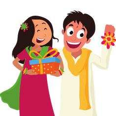 a man holding a gift box and giving it to a woman with a flower in her hand