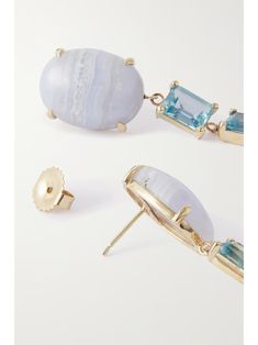 JIA JIA 14-karat gold, agate and topaz earrings | NET-A-PORTER Gold Topaz, Peridot Earrings, Blue Topaz Earrings, Blue Eyeshadow, Gold Pearl Earrings, Topaz Earrings, Earrings In Gold, Enamel Earrings, Fine Jewels