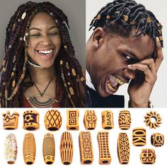 50X Tribal Pattern Beads Dreadlock Dread Tube Dirty Hair Braid Clip Cuff Parts  | eBay Diy Dreadlock Accessories, Dread Clips, Hair Clips For Braids, Dreadlock Beads Diy, Beads For Braids, Locs Accessories Dreadlock Beads, Hair Braid Beads, Braid Clips, Hair Threading