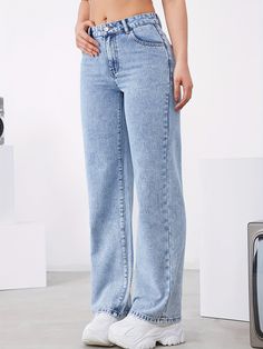 Material:DenimComposition:64% Cotton,25% Polyester,11% ViscoseDetails:ButtonPatterned:Solid colorSheer:NoFabric:Non-StretchType:Wide LegPant Length:Long lengthSeasons:All-seasonCare Instructions:Machine wash, do not dry cleanStyle:CasualPrinting Type:No PrintingWeaving Method:WovenItem ID:UB41347 There maybe 1-2 cm deviation in different sizes, locations and stretch of fabrics. Size chart is for reference only, there may be a little difference with what you get. There are 3 kinds of elasticity: High Elasticity (two-sided stretched), Medium Elasticity (one-sided stretched) and Nonelastic (can not stretched ). Color may be lighter or darker due to the different PC display. Wash it by hand in 30-degree water, hang to dry in shade, prohibit bleaching. There maybe a slightly difference on detai Casual Solid Color Denim Jeans, Trendy Straight Leg Solid Color Jeans, Trendy Solid Color Jeans, Trendy Blue Straight Pants, Casual Mid-rise Solid Color Jeans, Solid Full Length Denim Flare Jeans, Straight Leg Denim Bottoms In Solid Color, Solid Color Denim Straight Leg Bottoms, High Waist Solid Flare Jeans