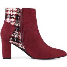 These plaid bow boots with solid chunky heels, and side zips for fastening, are fashionable and trendy. They can go well with any outfit. It will be great to pair them with jeans, trousers, dresses, shorts, or denim. A good option for weddings, parties, cocktails, Christmas Day, sweet dates, shopping, festivals, banquets, office outfits, casual wear, and daily outfits. Please note that color may vary slightly according to monitor settings. Office Outfits Casual, Cocktails Christmas, Burgundy Boots Ankle, Houndstooth Fabric, Bow Boots, Dresses Shorts, Womens Chunky Heels, Bow Decor, Block Heel Ankle Boots