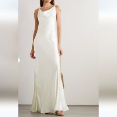 New With Tags S Sold Out Everywhere In White Back Stretches, Brands Fashion, Silk Gown, Cult Gaia, Satin Gown, Satin Maxi, Satin Maxi Dress, Maxi Knit Dress, Satin Slip