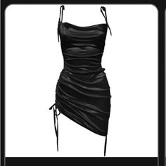 Black Slip Dress. Polyester And Spandex. Silk Appearance. Adjustable Length And Straps. Black Satin Fitted Bodycon Dress, Fitted Black Satin Bodycon Dress, Black Fitted Satin Mini Dress, Black Satin Mini Bodycon Dress, Black Satin Club Dress, Black Satin Bodycon Dress For Summer, Black Satin Bodycon Dress For Night Out, Black Sleeveless Satin Bodycon Dress, Black Satin Sleeveless Bodycon Dress