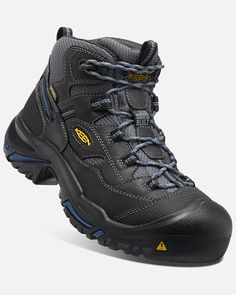 High-top Waterproof Boots With Reinforced Toe For Outdoor Work, Outdoor Work Boots With Reinforced Snip Toe, Slip-resistant Snip Toe Waterproof Boots For Construction, Impact Resistant Waterproof Boots For Outdoor Work, Impact Resistant Hiking Boots For Outdoor Work, Impact Resistant Round Toe Work Boots For Hiking, Rugged Steel Toe Work Boots For Walking, Rugged Work Boots With Steel Toe For Walking, Steel Toe Gore-tex Safety Boots