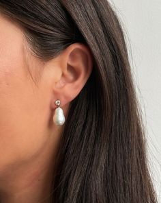 Organic Pearl + Diamond Earrings – Ring Concierge Pearl Diamond Earrings, Necklace Length Guide, Bracelet Size Chart, Ring Concierge, Kids Rings, Kids Bracelets, Summer Earrings, Pearl And Diamond Earrings, Kids Earrings