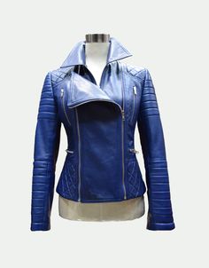 Short Jacket Women, Leather Jacket Biker, Women Leather Jacket, Stylish Leather Jacket, Custom Leather Jackets, Ladies Short Jackets, Leather Jacket Women, Blue Leather Jacket, Womens Quilted Jacket