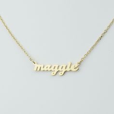 "Name Necklace DETAILS * Handmade & Made to Order * Materials: 18K Gold Vermeil & 925 Sterling Silver * Style: Personalized Name Necklace DESCRIPTION * Material: High Quality Solid 925 Sterling Silver * Finish: 18K Gold Vermeil * Dimensions: 6.5mm * Chain length: adjustable from 12 + 4\", 14\", 16\", 18\" or 20\" HOW TO ORDER * Select your finish in the drop-down menu and \"ADD TO CART\". PACKAGING DETAILS * All items are nicely packaged ready to gift in a jewelry box. PRODUCTION TIME * Best Bridesmaid Gifts, Special Gifts For Mom, Dainty Diamond Necklace, Name Necklaces, Diamond Solitaire Necklace, Gold Name Necklace, Silver Chain Style, Personalized Gifts For Mom, Solitaire Necklaces