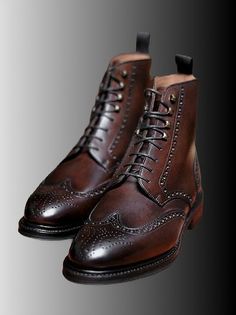 Formal Boots, Wingtip Boots, Boots Shoe, Custom Design Shoes, Brogue Boots, Brown Cowhide, Leather Brogues, Awesome Shoes, Moccasins Shoes