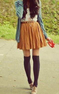 I need this!(: How To Wear Oxford Shoes, Mustard Skirt, Zooey Deschanel, Looks Street Style, A Skirt