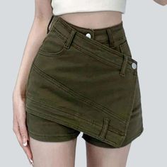 Welcome the 2023 Spring-Summer Collection with our chic street-style layered khaki denim skirt! Perfect to give you a flattering and stylish look. this high-waisted skort is sure to become your new go-to piece.Why You'll Love It Patchwork Perfection: An exquisitely crafted patchwork design that is sure to make heads turn. Versatile Styling: Versatile enough to be styled for multiple occasions. from a casual lunch to a formal gathering. High Waisted Fit: A high-waisted fit that accentuates your c Trendy Cotton Skort With Built-in Shorts, Trendy Solid Color Mini Skort, Mini Denim Skirt With Built-in Shorts, Denim Mini Skirt With Built-in Shorts, Trendy Solid Color Shorts, High Waist Non-stretch Spring Skort, Spring High Waist Non-stretch Skort, Trendy High Waist Skort, Trendy High-waist Cargo Skirt