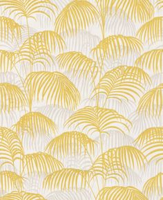 a wallpaper with gold and white palm leaves on the back ground, against a white background