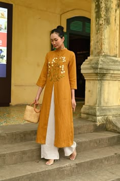 Handmade Embroidery Linen Ao Dai for Women, Ao Dai Modern, Embroidered Ao Dai Linen, Vietnamese Ao Dai Tunic Dress, Custom Ao Dai Women - Etsy Traditional Embroidered Cheongsam For Spring, Traditional Embroidered Spring Cheongsam, Spring Floral Embroidered Ao Dai, Spring Floral Embroidery Ao Dai, Traditional Long Ao Dai For Summer, Summer Long Sleeve Ao Dai With Floral Embroidery, Summer Long-sleeve Ao Dai With Floral Embroidery, Summer Embroidered Long Sleeve Ao Dai, Summer Ao Dai With Floral Embroidery And Long Sleeves