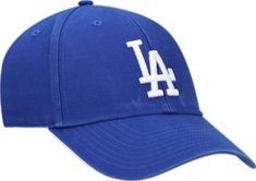 the los angeles dodgers baseball cap is shown in blue