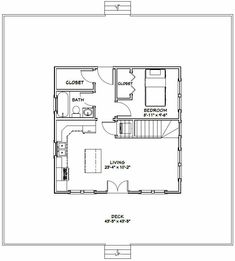 the floor plan for a two bedroom cabin