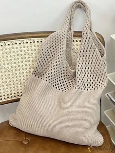 2 Everyday Knitted Shoulder Bag, Lightweight Tote Crochet Bag For Shopping, Lightweight Crochet Shopping Tote Bag, Lightweight Crochet Tote Bag For Shopping, Knitted Rectangular Shoulder Bag For Daily Use, Daily Use Knitted Rectangular Shoulder Bag, Everyday Knitted Tote Shoulder Bag, Beige Knitted Shoulder Bag For Everyday Use, Knitted Tote Beach Bag For Daily Use