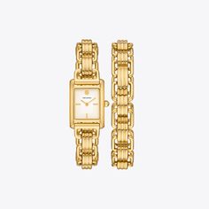 Elegant and versatile, the Mini Eleanor Watch is jewelry for the wrist. Featuring a geometric case, Double T clasp and a gold-tone stainless steel link bracelet that can be worn three ways: double-wrapped, stacked or as a single band. Womens Designer Watches, Watch Women's, Designer Watches, Fancy Jewelry, Wrap Watch, 30th Birthday, Watch Design, The Bank, All About Fashion