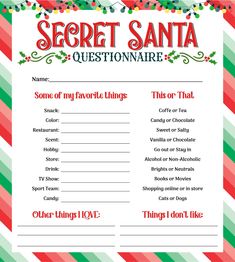 a printable santa question sheet with candy canes and lights on the bottom,