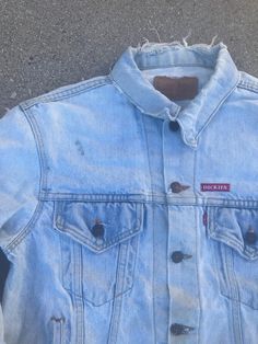 "Make this classic Levis jacket a staple in your closet. Brand: Levis Estimate Size: Medium Beautiful wear as shown in images Length: 23\" Bust: 40\" Waist: 39\" Shoulder: 16\" Sleeve: 23\"" Classic Light Wash Denim Jacket For Work, Casual Pre-washed Denim Blue Outerwear, Classic Collared Spring Denim Jacket, Urban Fitted Cotton Denim Jacket, Fitted Urban Cotton Denim Jacket, Urban Fitted Denim Jacket, Fitted Urban Denim Jacket In Cotton, Fitted Cotton Denim Jacket Urban Style, Fitted Distressed Cotton Outerwear