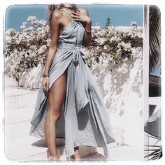 Pretty Ocean Blue Color Feminine Sexy Casual High Waist Sleeveless Maxi Dress Vintage Boho Beach Dress Elegant Sleeveless Sundress For Summer Parties, Fitted Sleeveless Beach Dress For Brunch, Chic Sleeveless Backless Dress For Beach, Strapless Halter Dress For Beach Season, Strapless Halter Dress For Beach, Beachy Maxi Party Dress, Chic Backless Sleeveless Dress For Beach, Chic Blue Halter Neck Beach Dress, Blue Sleeveless Maxi Dress For Summer Parties