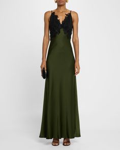 Green Slip Dress, Green Silk Dresses, Maxi Slip Dress, Satin Maxi, Lace Dress Long, Satin Slip, Satin Maxi Dress, Maxi Dress Green, Alberta Ferretti