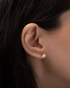 Chic and dainty 14k solid gold star earring studs available in yellow, white, and rose gold. Wear them day or night, a classic and timeless pair. (Sold as a pair) Size of Star: Approx. 5mm Total Weight: Approx. 1 gram (per pair) Ships in 4-8 business days Rush orders ship in 3-6 business days This item is Final Sale Comes gift ready in a beautiful, custom Zoe Lev jewelry box. Small Star Earrings, Rose Gold Star Earrings For Anniversary, Elegant Rose Gold Star Earrings, Rose Gold Star Earrings With Star Charm, Rose Gold Star-shaped Earrings With Star Charm, Rose Gold Star-shaped Dainty Earrings, Rose Gold Star Charm Earrings, Rose Gold Star Earrings For Gift, Dainty Star-shaped Rose Gold Earrings