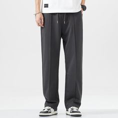 GTRG cotton and polyester-blend lounge pants, drawstring at elasticized waistband, four-pocket styling, paneled construction. Composition - 82% Cotton, 18% Polyester Asian Sizing: Size Up 1 Size For US/EU Fit Size Up 2 Sizes For US/EU Baggy Fit Model: 178cm/59kg 5’10/130lbs wearing size XL Leisure Sweatpants With Pockets And Straight Leg, Gray Sweatpants With Drawstring, Gray Drawstring Sweatpants, Elevated Casual Wide-leg Sweatpants With Pockets, Wide-leg Sweatpants With Pockets For Elevated Casual Wear, Wide-leg Leisure Sweatpants With Pockets, Leisure Wide-leg Sweatpants With Pockets, Leisure Pants With Side Pockets And Tapered Leg, Wide-leg Sweatpants With Pockets For Leisure