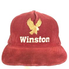 Vintage 80s 90s Winston Cup Corduroy Eagle Cap Nascar Racing Swingster Made In USA Spell Out Script Logo Snap Back Trucker Baseball Dad Hat Flawed has faded all over and the bill is wrinkled and bent down the middle. Has red fading on the inside as shown see all photos. BUY IT NOW! Please feel free to ask any questions you have about this item, I am here to make sure you are happy with your purchase. #HAT27 Mens Accessories Vintage, Vintage Trucker Hats, Vintage Cap, Boy Hat, Snap Backs, Nascar Racing, Streetwear Men Outfits, Ball Cap, Vintage Accessories