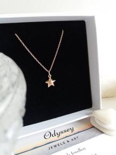 Star Charm Necklace As Gift, Star Charm Necklace Gift, Star Charm Necklace For Gift, Rose Gold Dainty Clavicle Chain Charm Necklace, Dainty Rose Gold Clavicle Charm Necklace, Dainty Rose Gold Clavicle Chain Charm Necklace, Dainty Rose Gold Charm Necklace With Clavicle Chain, Minimalist Rose Gold Star Charm Jewelry, Dainty Rose Gold Necklace For Her