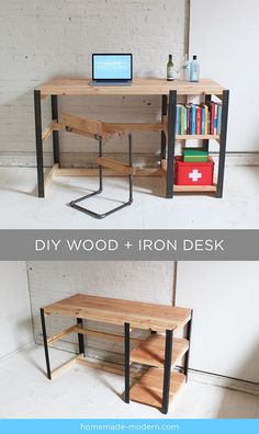 the diy wood and iron desk is perfect for any home office or work space