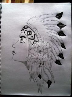 tattoos native girl drawing drawings art native american girls native ... Rodeo Art, Princess Sketches, Native American Woman, Native Artwork