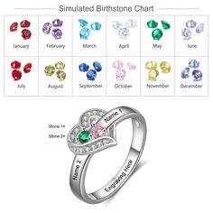 ★ Birthstone Rings for Mom Names and Birthstones ★ Each Ring is made with certified 925 Sterling Silver ★ Perfect for a Mother Ring, Family Ring, Wedding Ring, Anniversary Ring, Engagement Ring and Promise Ring ★ All products are handmade in California, USA with the highest quality Heart Cut Birthstone Rings For Birthdays, Heart Cut Birthstone Rings For Birthday, Silver Rings For Birthday And Valentine's Day, Silver Rings For Valentine's Day Birthday Gift, Silver Rings For Mother's Day Birthday Gift, Personalized Rings For Birthday And Valentine's Day, Personalized Birthstone Ring For Birthday Gift, Customizable Silver Birthstone Ring For Birthday, Birthstone Ring For Birthday Gift