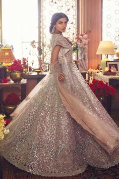 Brocade Lengha, Walima Outfit, Akbar Aslam, Detailed Dress, Lehenga Gown, Add Sleeves, Voluminous Skirt, Sequin Wedding, Embroidered Bodice