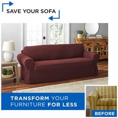 the furniture cover is brown and has blue arrows pointing to different areas that are used for sofas, loveseats, and more