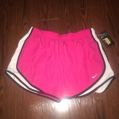 New With Tags Lined Inside Pink Sports Shorts For Spring, Pink Workout Shorts For Spring, Pink Nike Fitted Shorts, Nike Fitted Pink Shorts, Nike Pink Fitted Shorts, Fitted Pink Nike Shorts, Pink Athletic Shorts For Spring Workout, Nike Pink Athletic Shorts For Summer, Pink Stretch Athletic Shorts For Spring