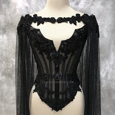 Dark Couture, Haute Goth, Halloween Cloak, Vampire Ball, Ball Costume, Beaded Corset, Gothic Dresses, Black Wedding Dress, Gothic Wedding Dress