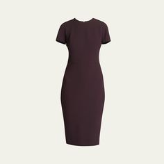 Victoria Beckham t-shirt style sheath dress in a virgin wool blend  Round neckline  Short sleeves Hem hits around the knee Back zip closure Sheath silhouette  Polyester/virgin wool/nylon/polyamide Dry clean Made in Portugal Black Friday Shopping, Sale Design, Sheath Dress, Victoria Beckham, Round Neckline, Wool Blend, Short Sleeves, Zipper, Tops Designs